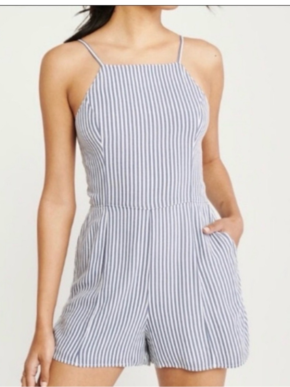 Abercrombie Striped Blue and White Sleeveless Romper - Size Small